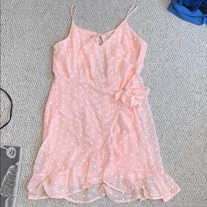 Pink and white polka dot dress